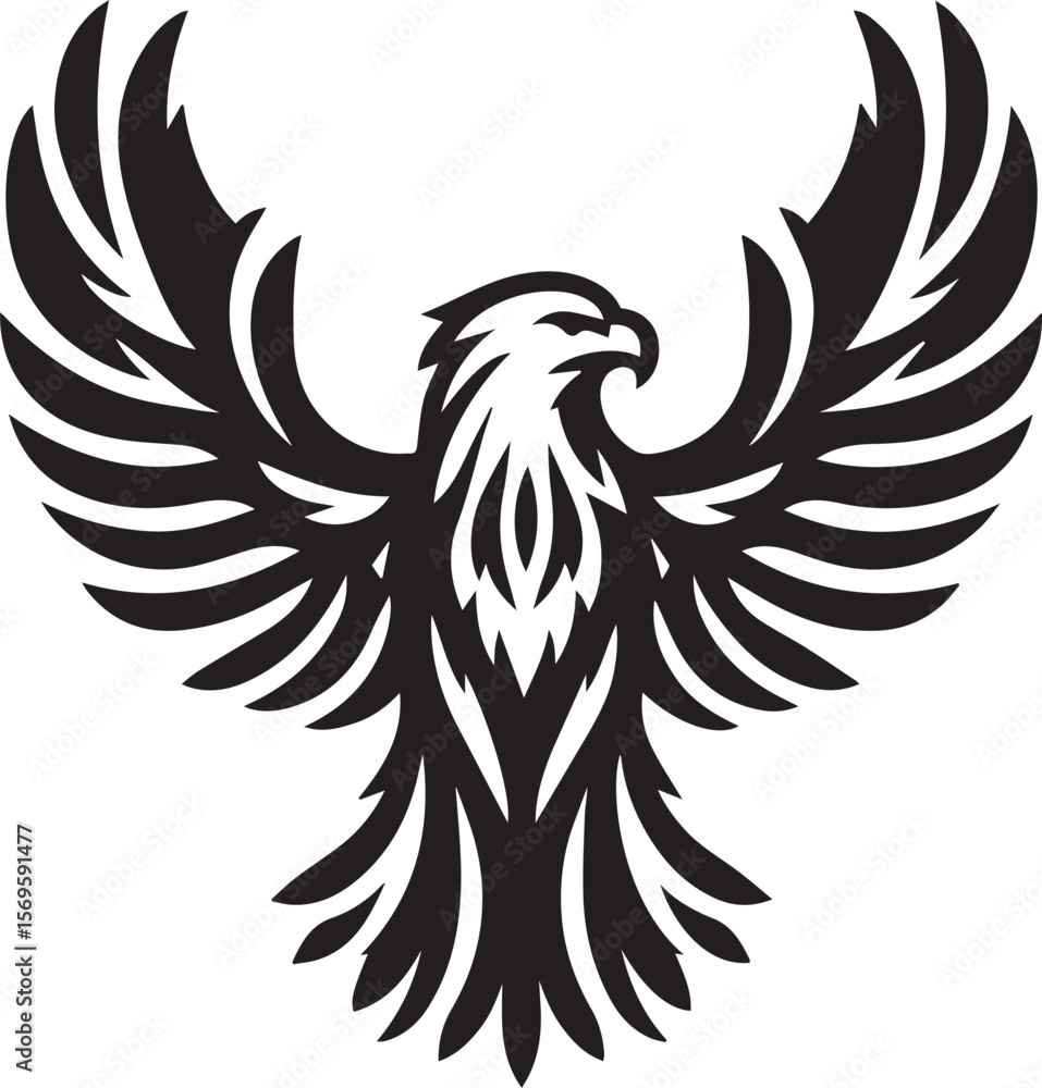 Obraz premium Majestic Eagle Silhouette Vector in Black and White | Wildlife Art Print
