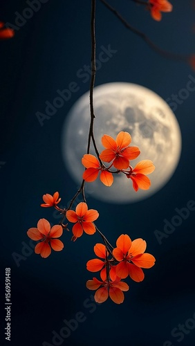 orange flower on black background