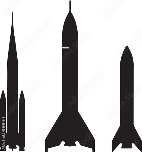 Rocket silhouettes spacecraft launch vehicles space exploration technology