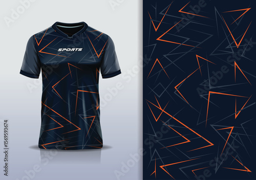 Sport jersey design template mockup sharp line for football soccer, running, esports, gray orange color	
