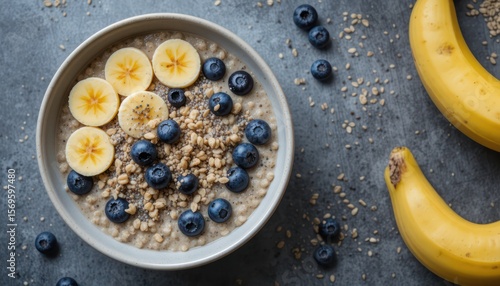 A close-up of a delicious banana and chocolate dessert, perfect for a healthy breakfast or sweet snack