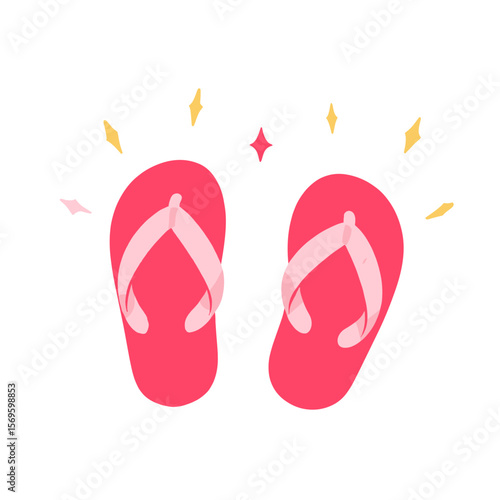 Pink flip flops with sparkles and vibrant design on white background  