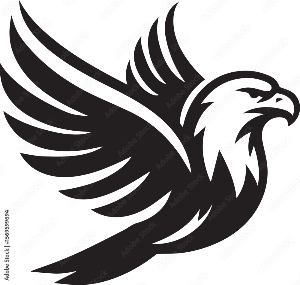 Fototapeta premium Majestic Eagle Silhouette Vector in Black and White | Wildlife Art Print