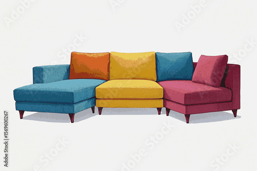  Velvet Tide Living room sofa multicolored isolated watercolor vector illustration svg