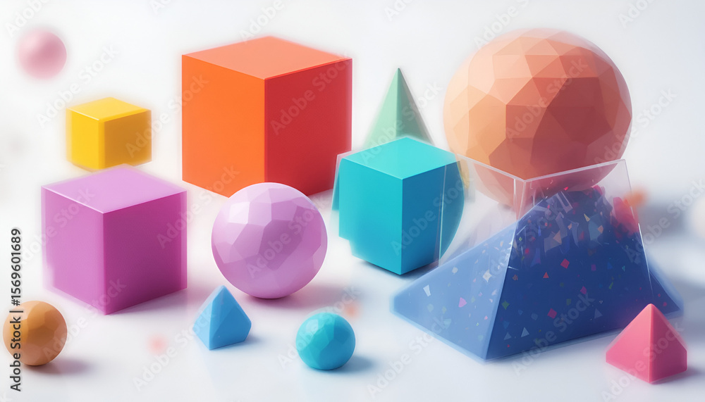 Obraz premium Colorful Assortment of Geometric Shapes