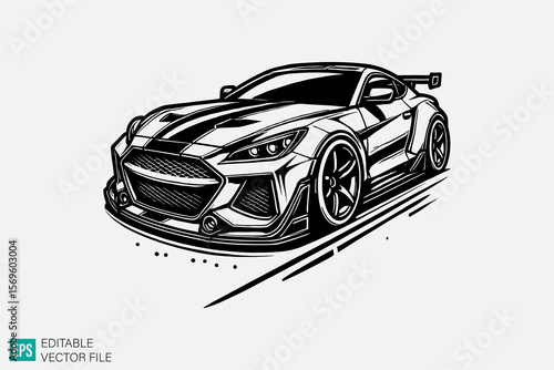 supercar illustration vector black and white background templates