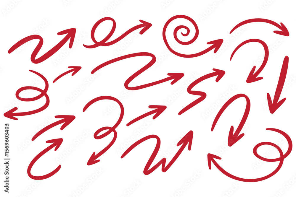Fototapeta premium Hand drawn vector arrows doodle set on white background. design element vector illustration.