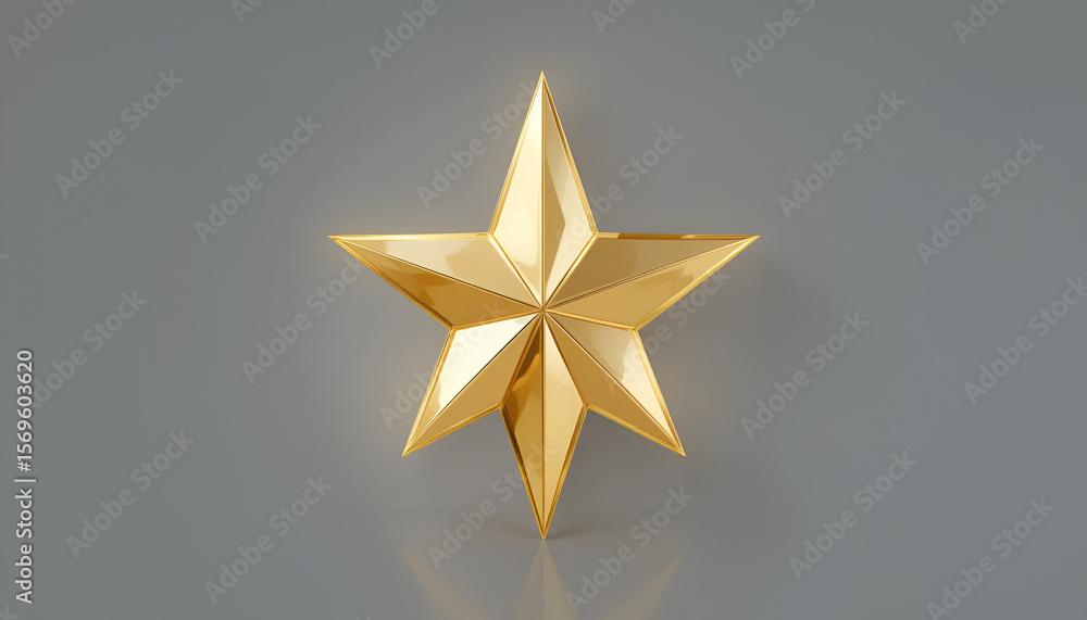 Fototapeta premium Shiny Golden Star on a Gray Background