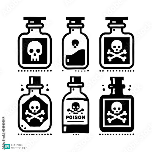 poison bottle illustration vector black and white background templates