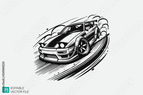 supercar illustration vector black and white background templates