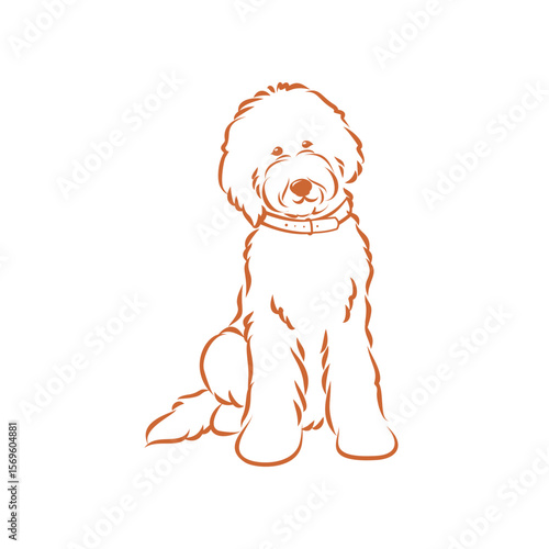 Adorable Goldendoodle Dog Illustration Line Art Design
