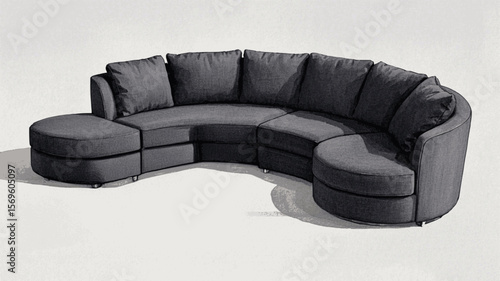 Sofa Serenity Living room sofa black isolated watercolor vector illustration svg