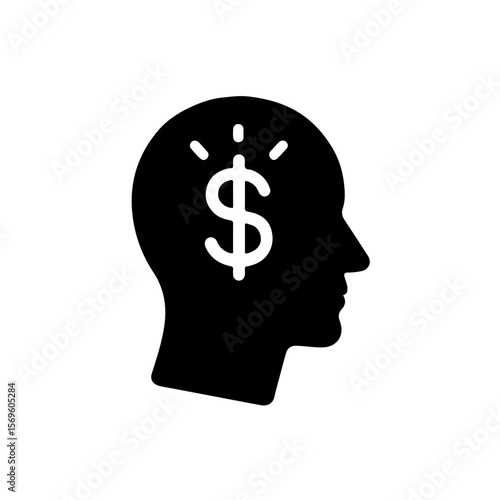 Financial Mindset Icon – Human Head with Dollar Symbol