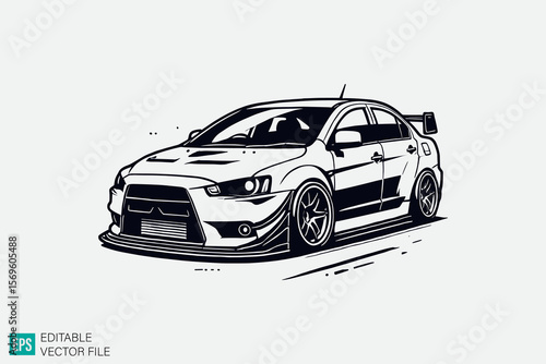 supercar illustration vector black and white background templates