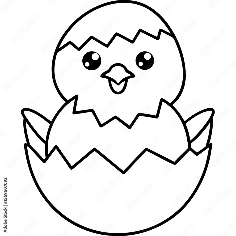 Obraz premium Cute Hatching Chick Outline Icon