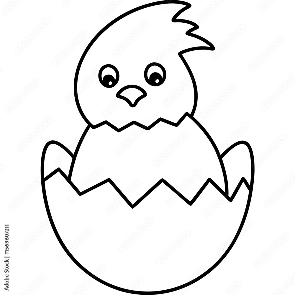 Obraz premium Cute Hatching Chick Outline Icon