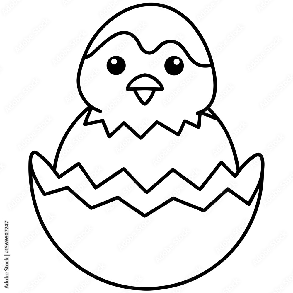 Obraz premium Cute Hatching Chick Outline Icon