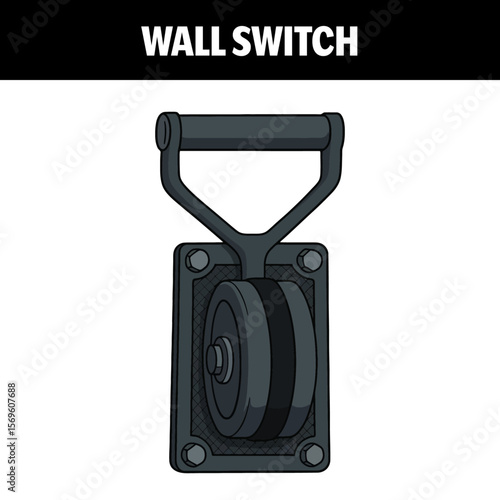 Industrial Wall Switch Vector Illustration with Lever Handle