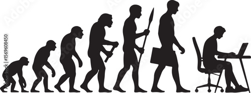 Silhouette of theory of evolution of man