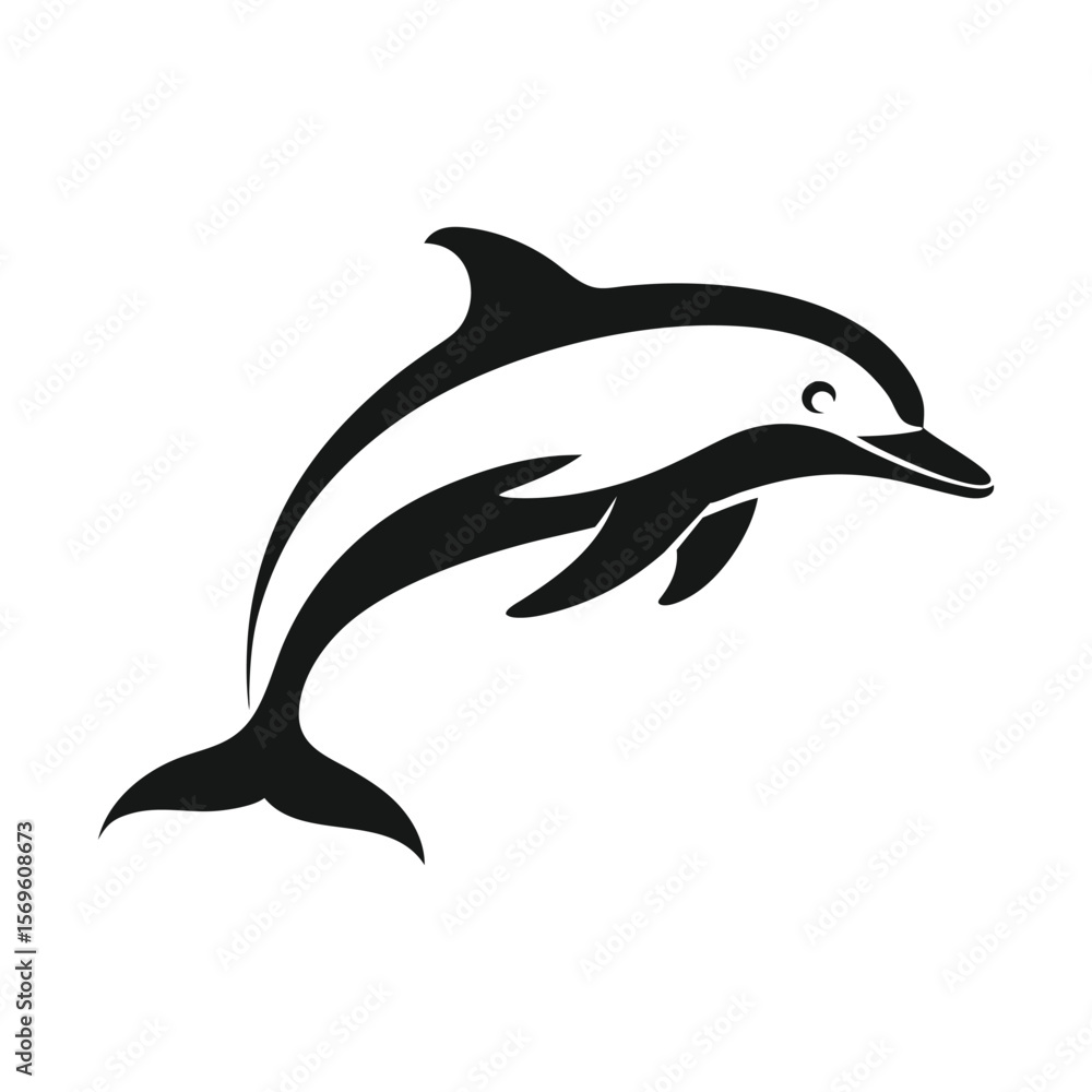 Fototapeta premium Minimalist Dolphin Silhouette Vector Design
