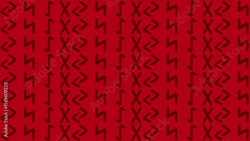 Yule Rune Repeat Pattern against Red Background