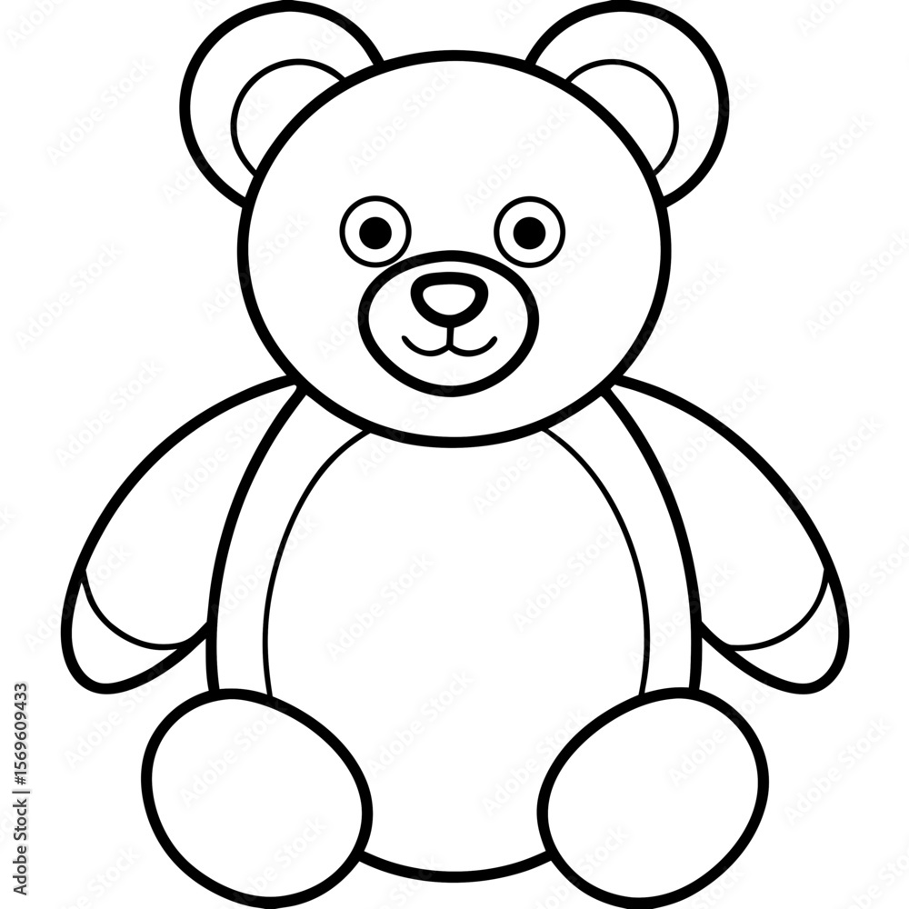 Naklejka premium Cute Teddy Bear Outline Drawing