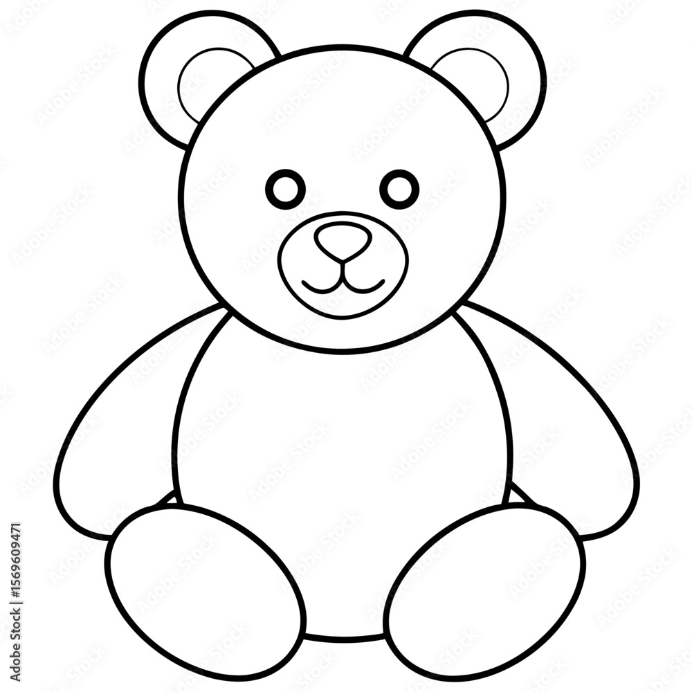 Naklejka premium Cute Teddy Bear Outline Drawing