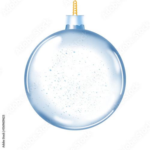 Winter clipart Glossy Christmas bauble on transparent background. Festive design for greeting cards, invitations, packaging, or seasonal decoration.