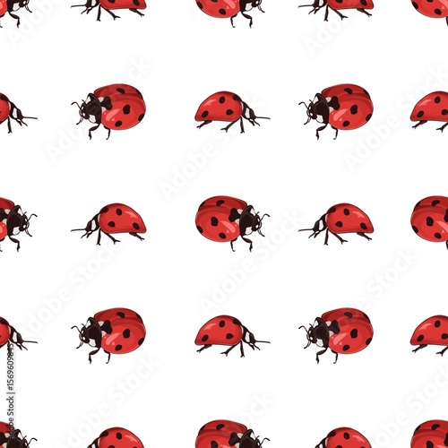 Seamless colorful cute ladybug print pattern
