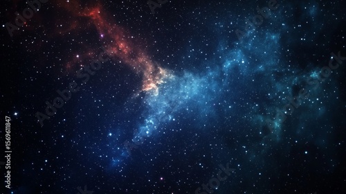 Colorful nebula cloud of gas and dust showing the immensity of universe with countless stars shining in the dark night sky creating a breathtaking cosmic scenery