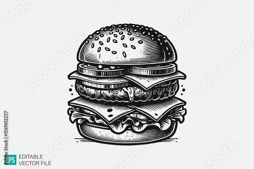 hamburger illustration vector black and white background templates