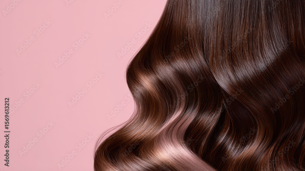Fototapeta premium Luxurious Locks: Capturing the lustrous beauty of flowing, silky hair with a soft, pastel backdrop. Revealing the elegance and style of the hair with smooth, flowing texture.