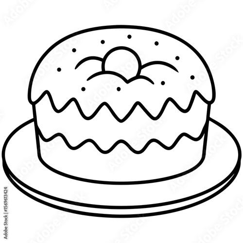 Easter Cake Outline Vector Art