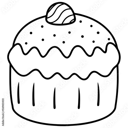 Easter Cake Outline Vector Art