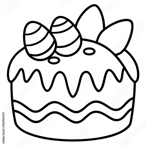 Easter Cake Outline Vector Art