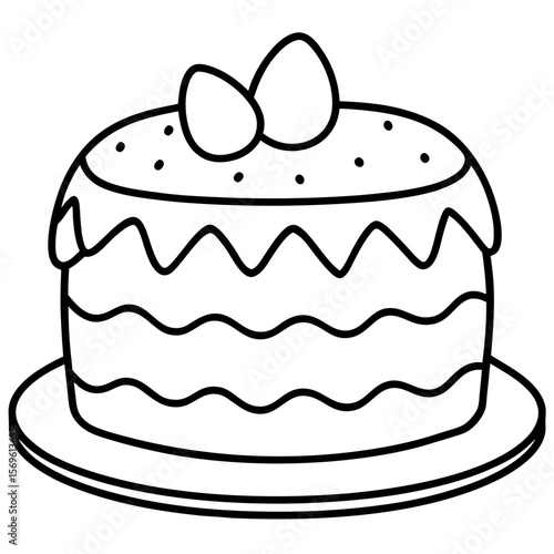 Easter Cake Outline Vector Art
