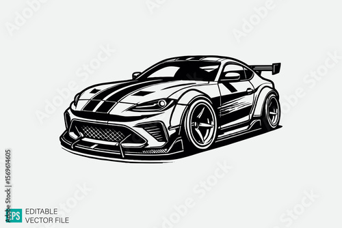 supercar illustration vector black and white background templates