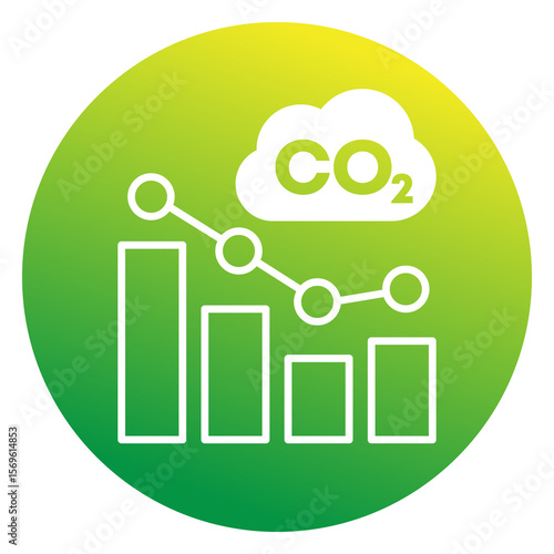 co2 gas, reducing carbon emission icon with a graph