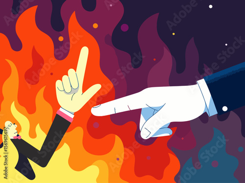 Boss pointing finger to fires misconduct employee