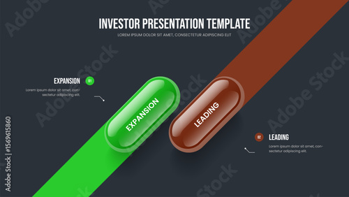 Financial Innovation 2 Element Diagram Frame Design. Marketing Proposal Slide Template Vector Illustration. Company Plan Two Step Infographic Slideshow Layout.