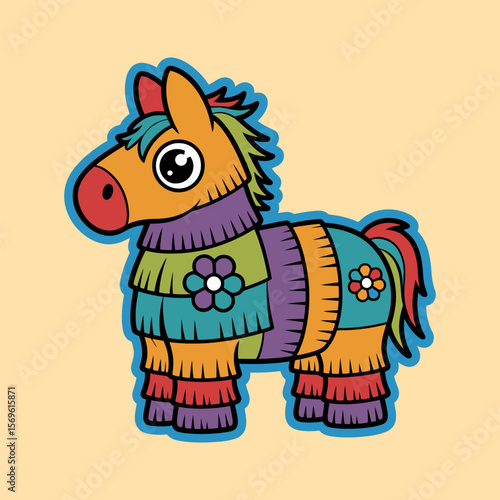 Colorful Pinata Horse Cartoon Illustration