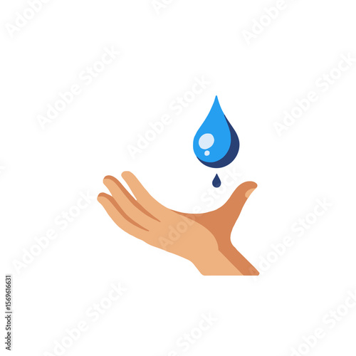 Water Conservation Concept-Hand Catching Water Drop-Save Water Resources-Sustainable Living-Water Scarcity Awareness-Environmental Protection-Clean Water Initiative