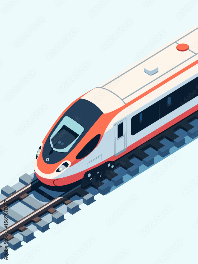 Fototapeta premium Isometric Modern High Speed Train