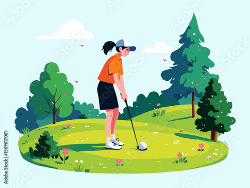 mini golf icon sport illustration