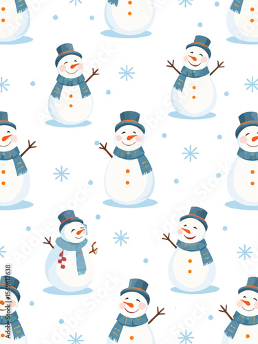 seamless pattern of cute snowman