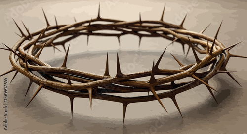 Crown of thorns symbolizing suffering and sacrifice in detailed art
