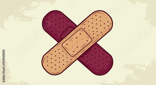Retro bandage cross on vintage background for medical and health themes