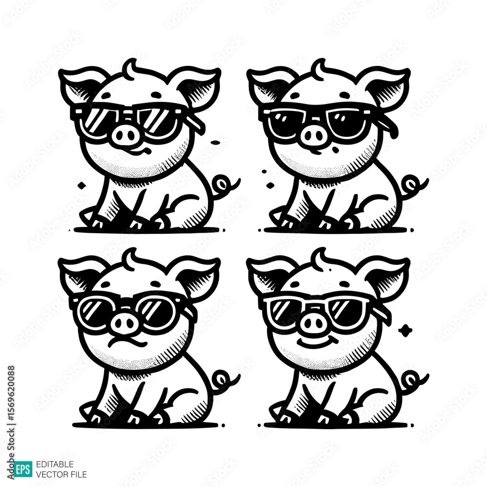 Obraz premium set of baby duck character illustration vector black and white background templates
