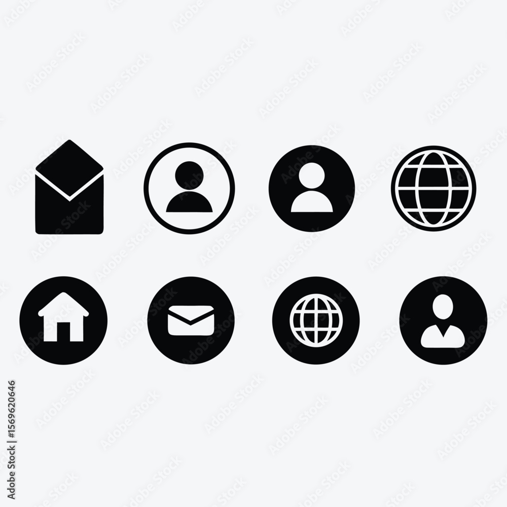 Fototapeta premium Vector art of set of communication and user icons isolated on white background