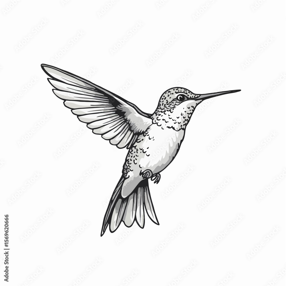 Obraz premium Minimalist Black and White Hummingbird Vector Logo Design** 
